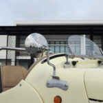 The uniquely designed side mirrors provide good visibility.