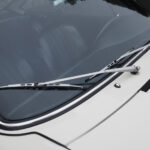 The default position of the angled wipers, another European feature.